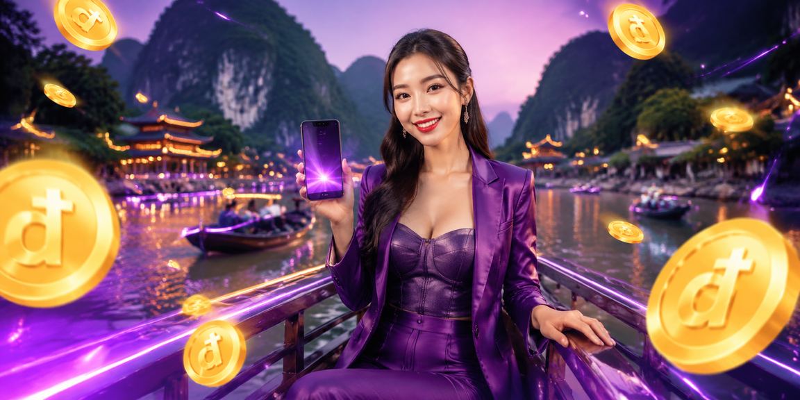 Người dùng trải nghiệm slots casino trực tuyến trên điện thoại giữa khung cảnh neon Ninh Bình về đêm